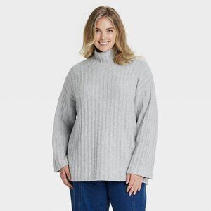 Universal Thread Womens Size XXL Turtleneck Tunic Pullover Sweater in Light Gray